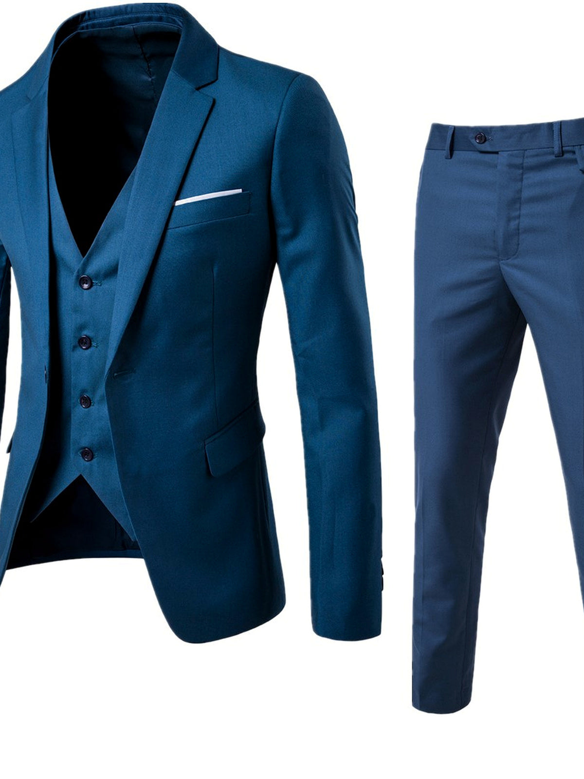 Men's Lightweight Business Blazer and Pants Set Casual Suit Outfit in Ocean Blue - product view
