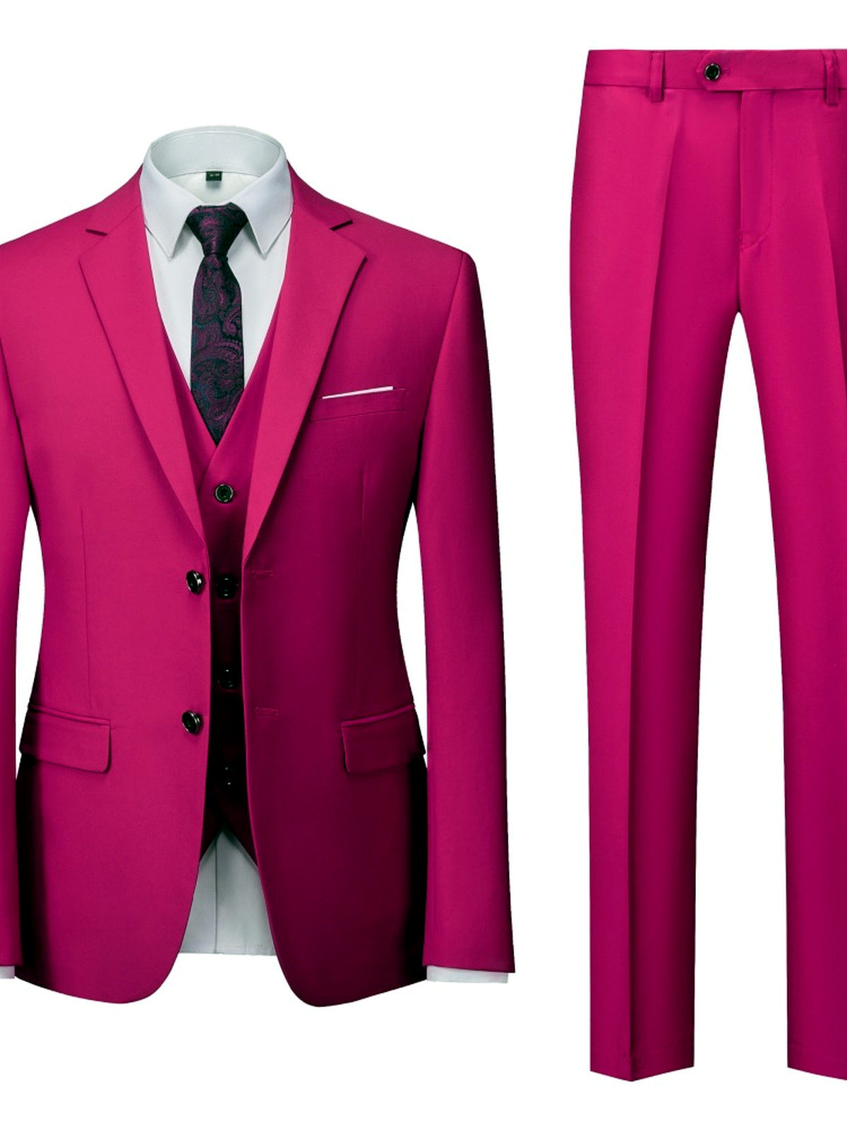 Men's Lightweight Business Blazer and Pants Set Casual Suit Outfit in Red - product view