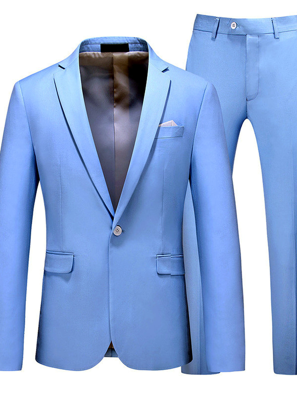 Men's Lightweight Business Blazer and Pants Set Casual Suit Outfit in Sky Blue - product view