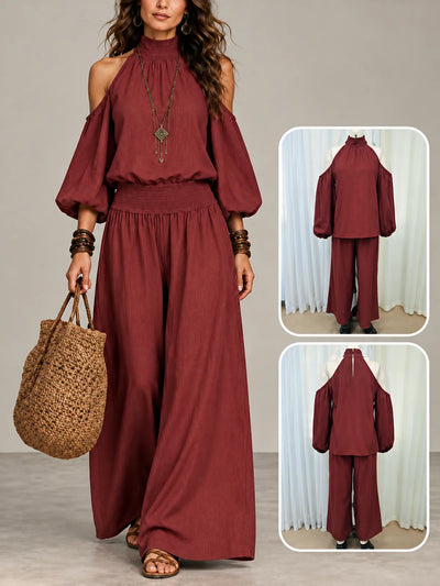 Women's Top and Wide-Leg Pants Two-Piece Set - product detail view 1