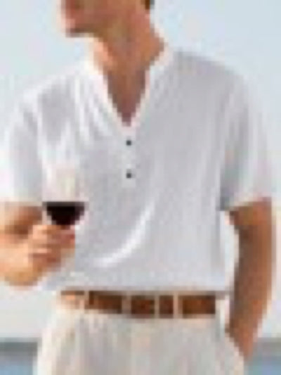 Men's Linen Blend Short Sleeve Shirt Lightweight Casual Summer Button Shirt product image