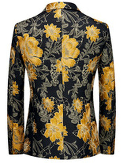 Men's Jacquard Blazer Suit Jacket One Button Party Banquet Formal Outfit - product detail view 3