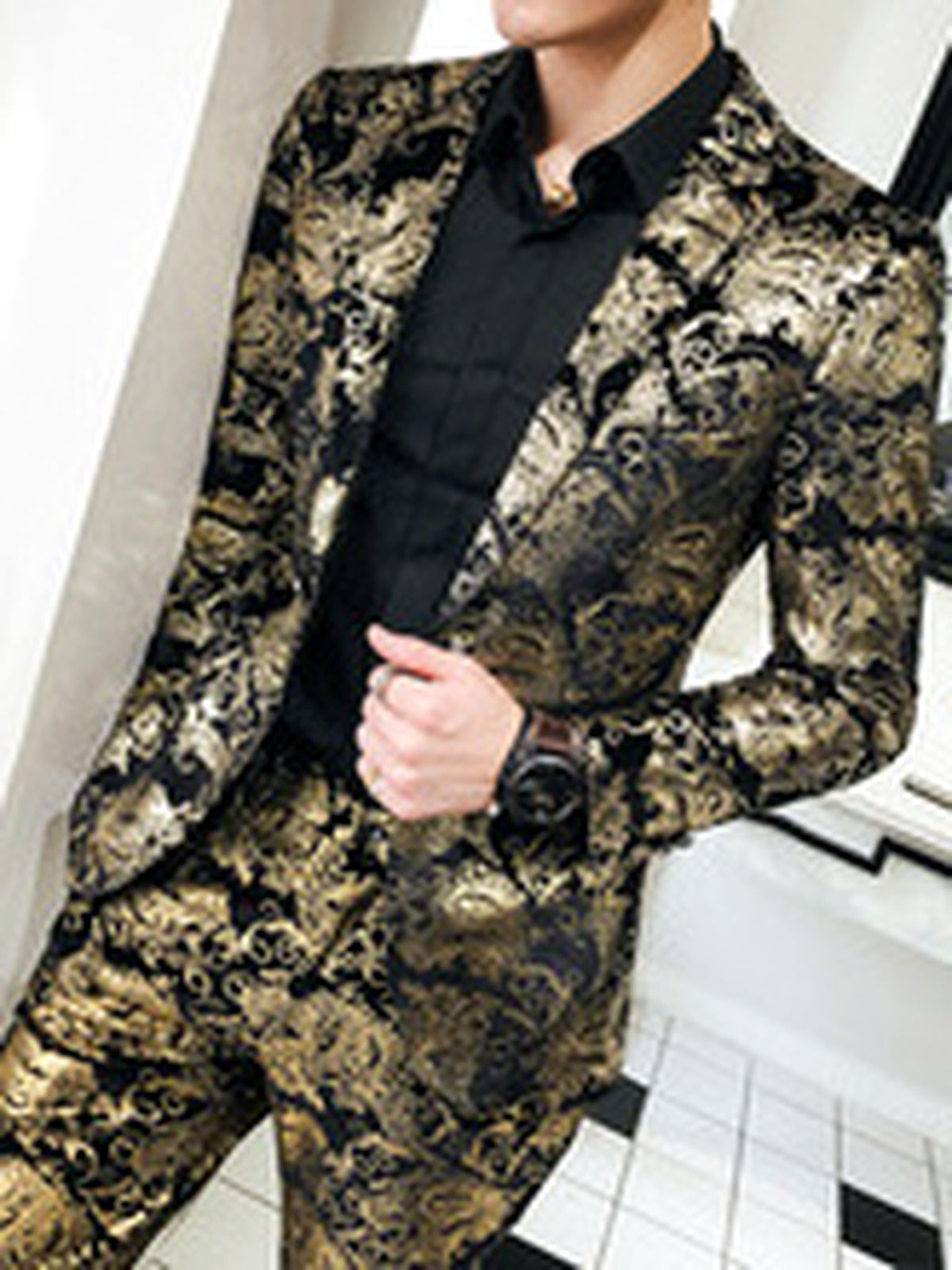Men's Lightweight Business Blazer and Pants Set Casual Suit Outfit - product detail view 4