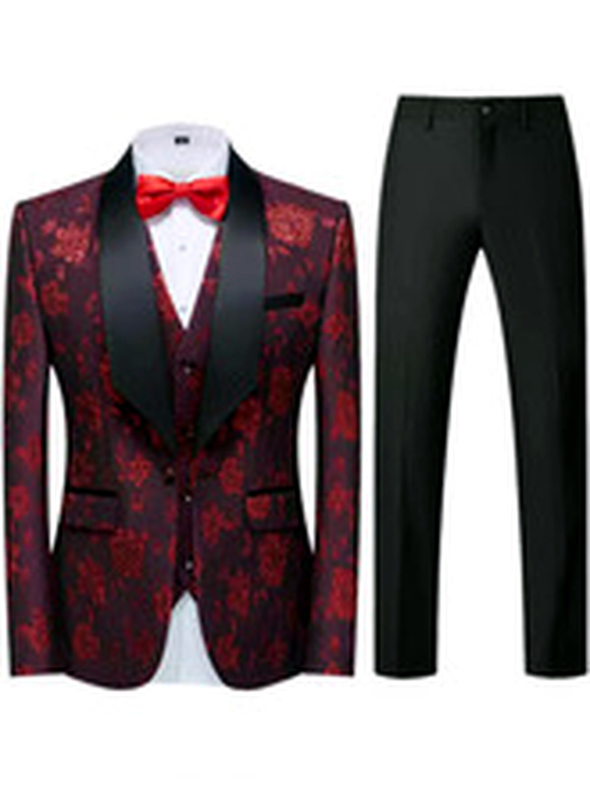 Men's Jacquard Blazer Suit Jacket One Button Party Banquet Formal Outfit - product detail view 2