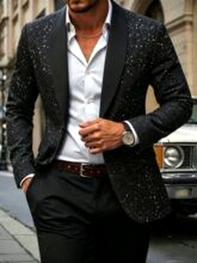 Men's Jacquard Blazer Suit Jacket One Button Party Banquet Formal Outfit - product detail view 1