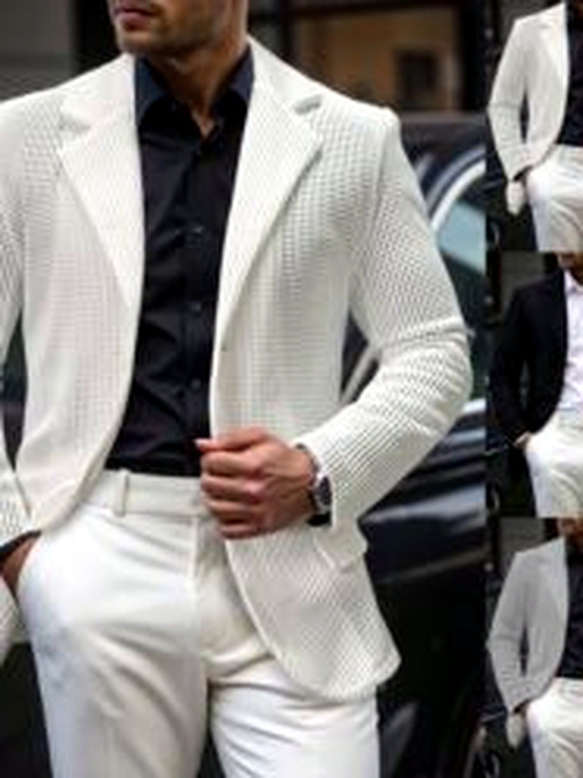 Men's Lightweight Business Blazer and Pants Set Casual Suit Outfit - product detail view 7