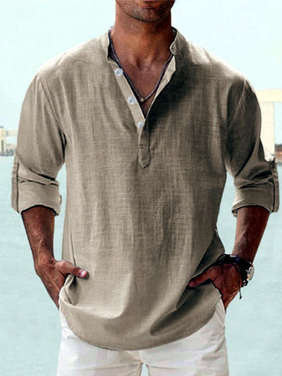 Men's Quick-Dry Henley Short Sleeve T-Shirt in Apricot - product view