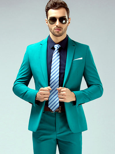Men's Lightweight Business Blazer and Pants Set Casual Suit Outfit - product detail view 1
