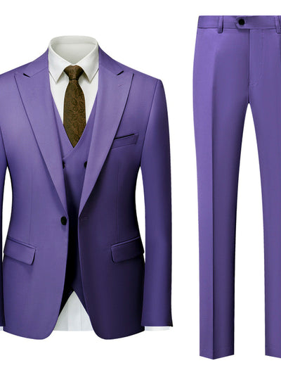 Men's Lightweight Business Blazer and Pants Set Casual Suit Outfit in Purple - product view