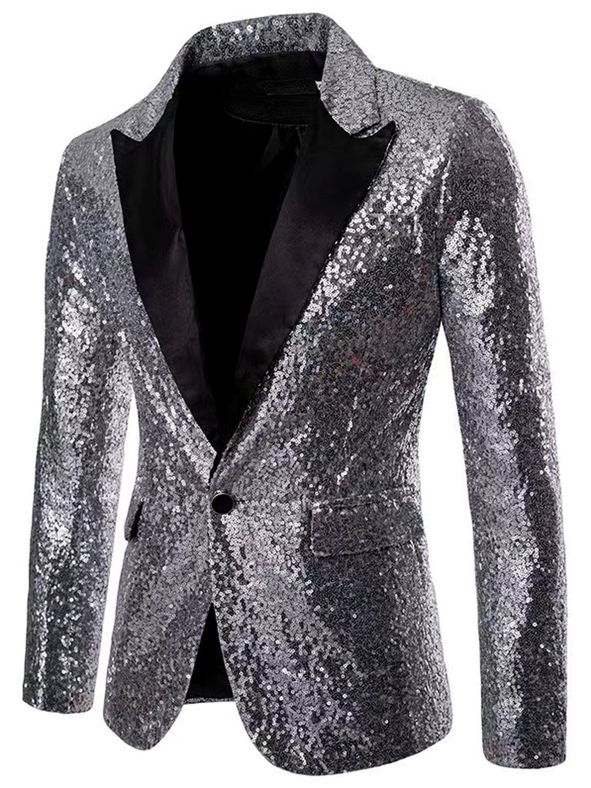 Men's Slim Fit Long Sleeve Blazer for Everyday Smart-Casual Wear in Gray - product view