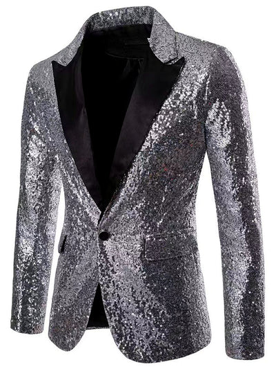 Men's Slim Fit Long Sleeve Blazer for Everyday Smart-Casual Wear in Gray - product view