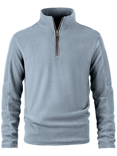 Men's Stand Collar Long Sleeve Sweatshirt Casual in Light Blue - product view