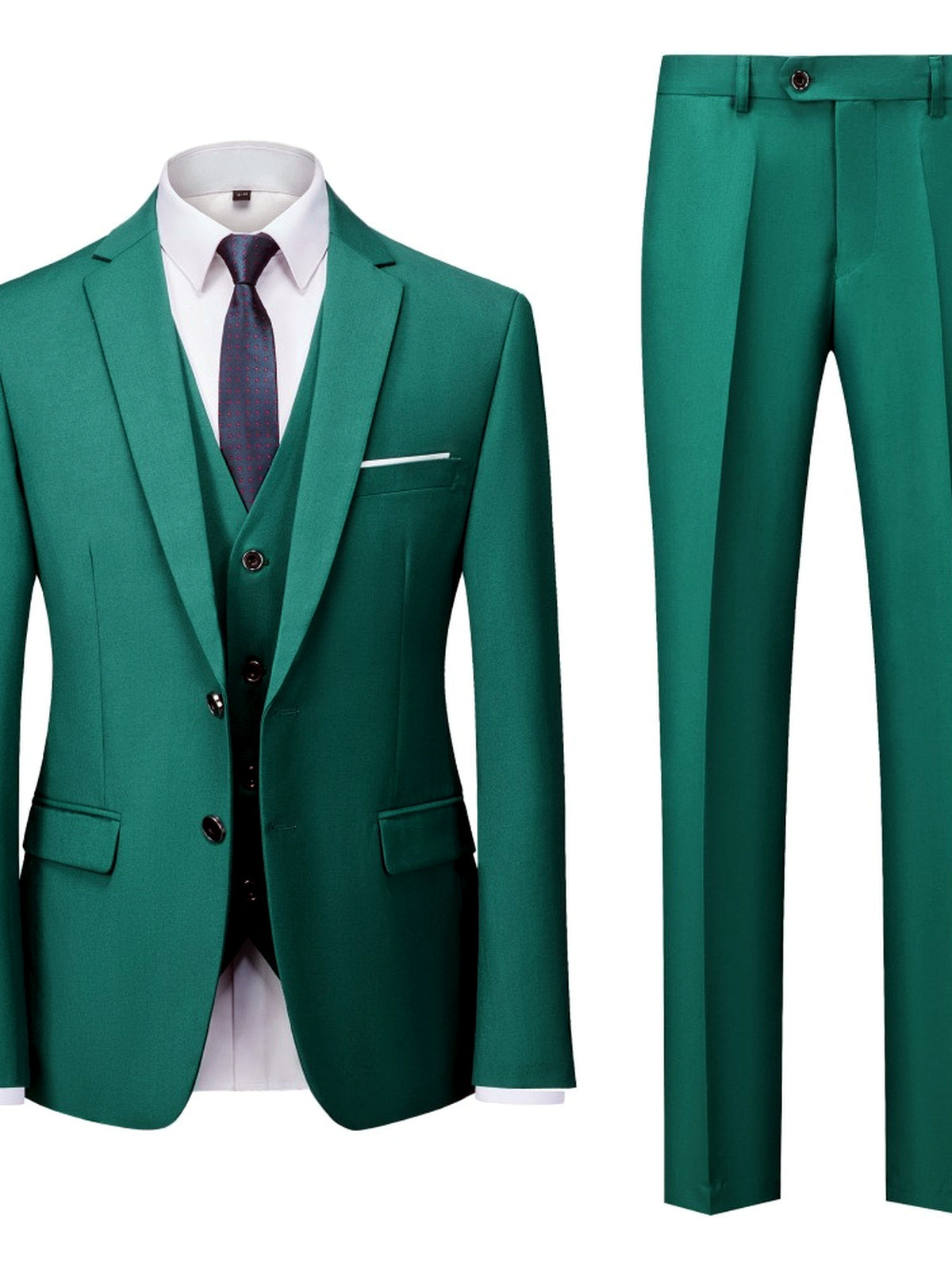 Men's Lightweight Business Blazer and Pants Set Casual Suit Outfit in Green - product view