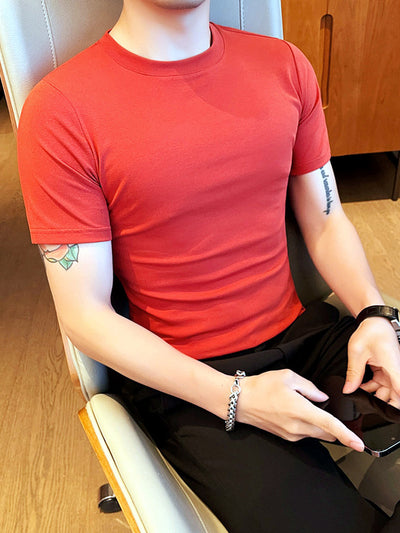 Men's Quick-Dry Henley Short Sleeve T-Shirt in Crew neck - product view