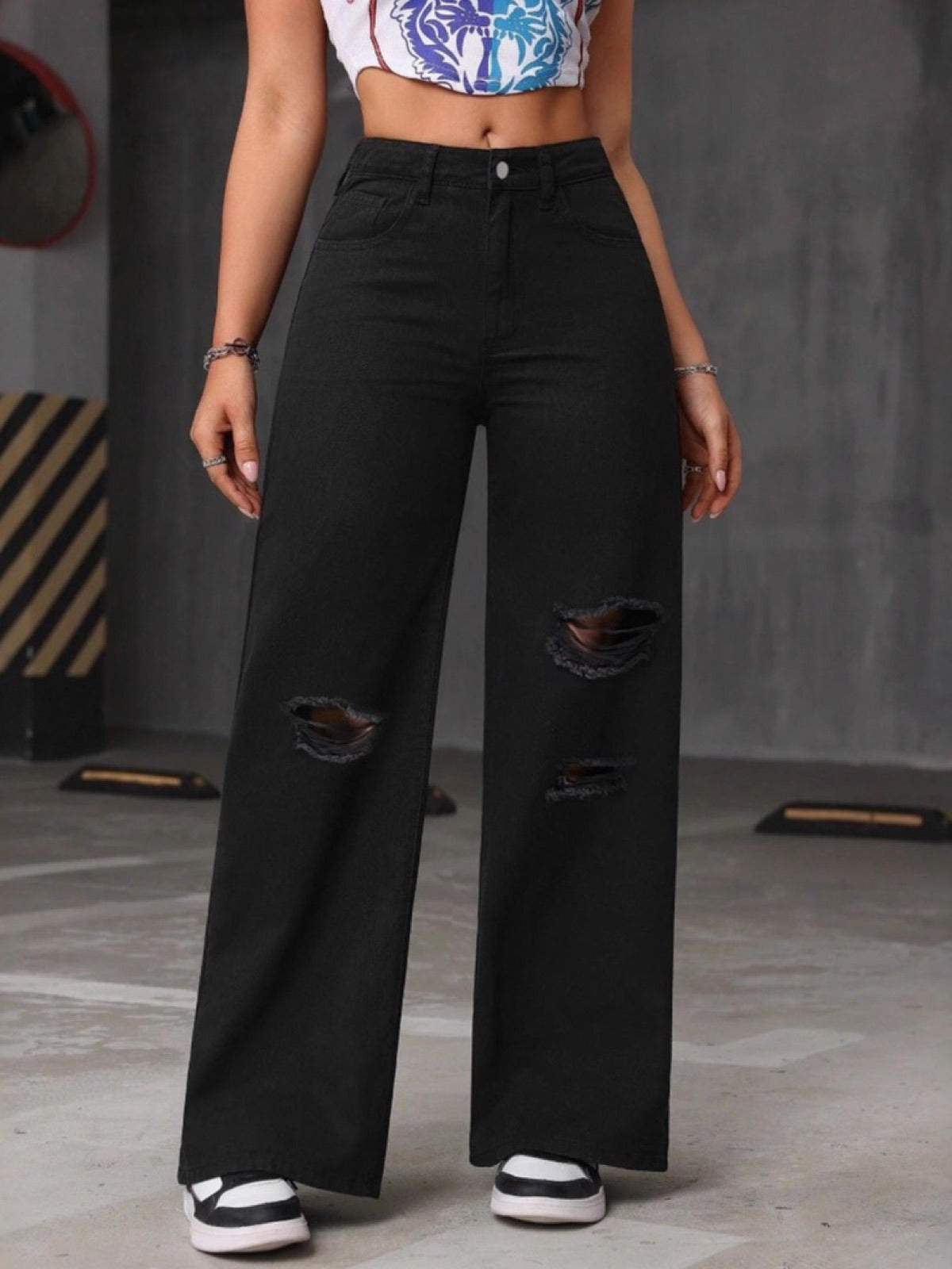 Women's High Waist Distressed Denim Bermuda Shorts Raw Hem Ripped Summer Jeans Shorts product image