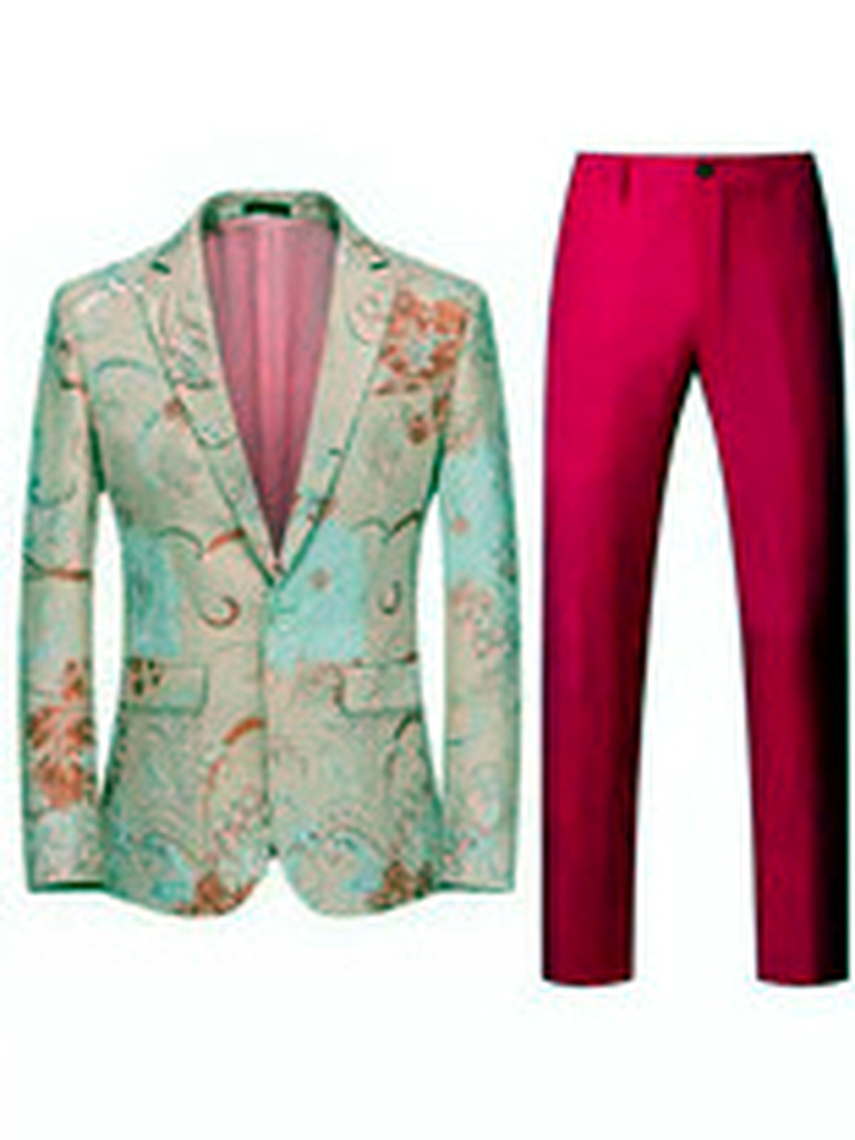 Men's Jacquard Blazer Suit Jacket One Button Party Banquet Formal Outfit - product detail view 1
