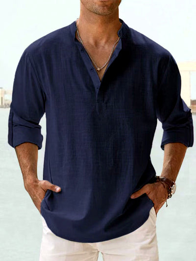 Men's Quick-Dry Henley Short Sleeve T-Shirt in Gray - product view