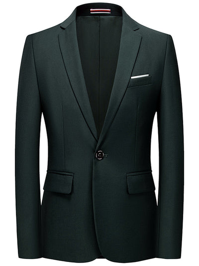 Men's Solid Color Slim Fit Long Sleeve Blazer for Everyday Smart-Casual Wear in Forest Green - product view