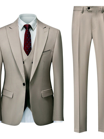 Men's Lightweight Business Blazer and Pants Set Casual Suit Outfit in Apricot - product view