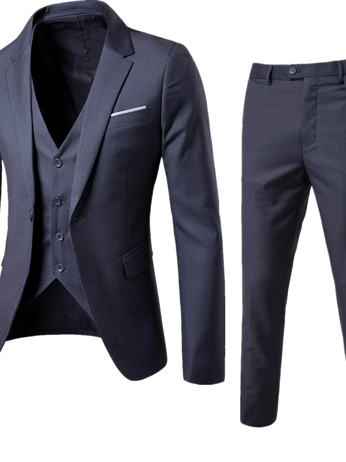 Men's Lightweight Business Blazer and Pants Set Casual Suit Outfit in Dark Gray - product view