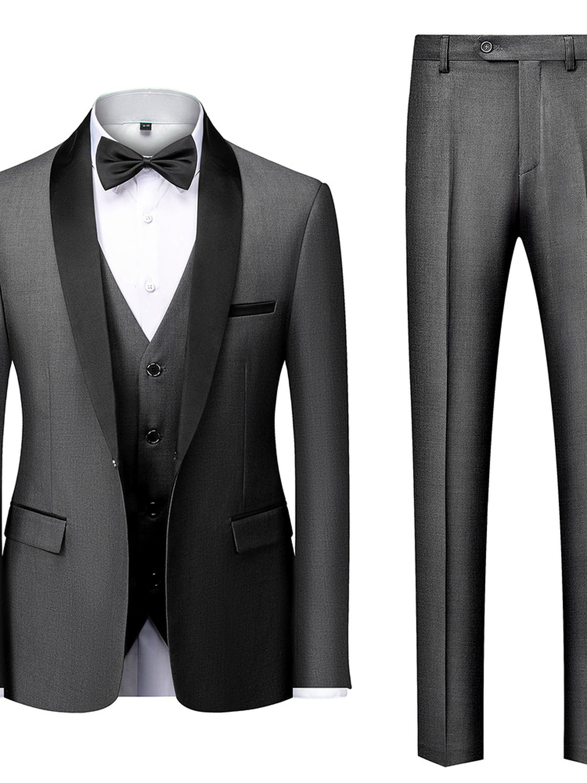 Men's Lightweight Business Blazer and Pants Set Casual Suit Outfit in Gray - product view