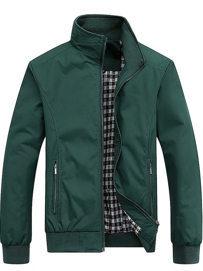 Men's Lapel Collar Slim Fit Long Sleeve Jacket for Everyday Smart-Casual Wear in Forest Green - product view