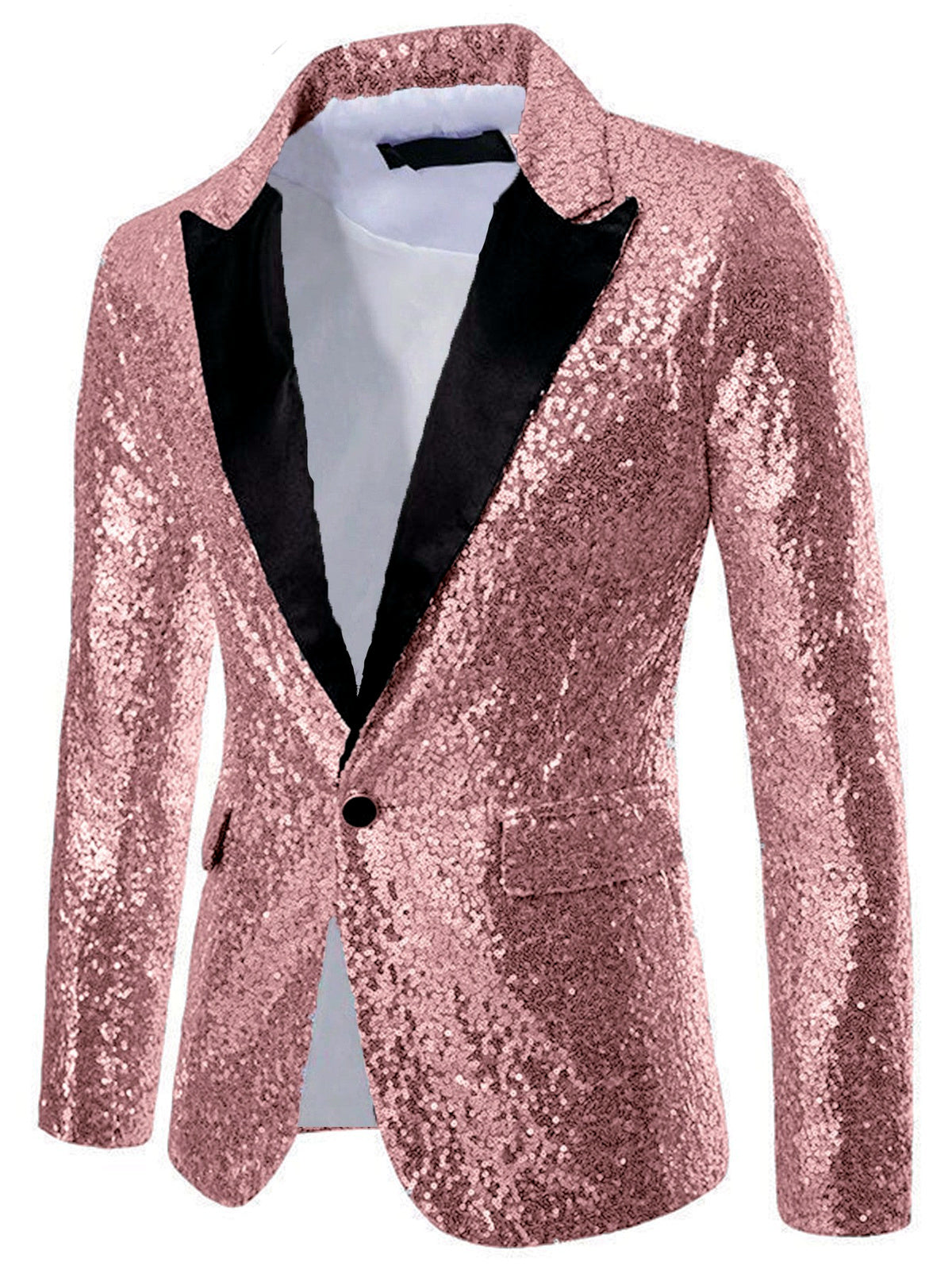 Men's Slim Fit Long Sleeve Blazer for Everyday Smart-Casual Wear in Pink - product view