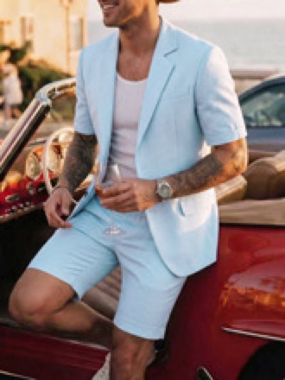 Men's Lightweight Business Blazer and Pants Set Casual Summer Suit Outfit product image