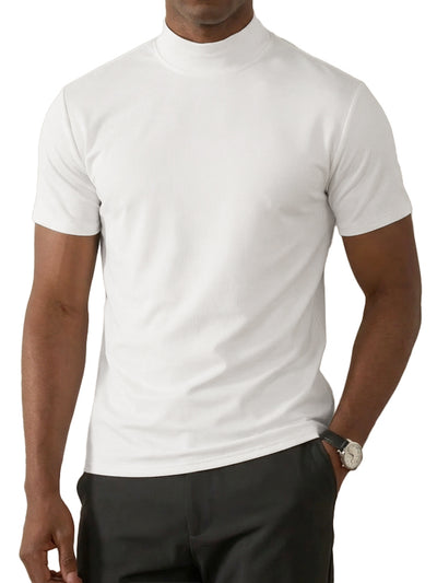 Men's High-Neck Slim Fit Casual Short-Sleeve T-Shirt