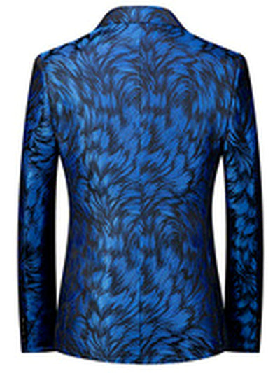 Men's Jacquard Blazer Suit Jacket One Button Party Banquet Formal Outfit - product detail view 6
