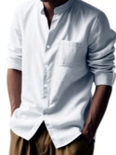 Men's Linen Blend Short Sleeve Shirt Lightweight Casual Summer Button Shirt - product detail view 6