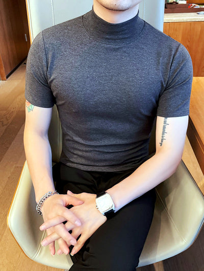 Men's Quick-Dry Henley Short Sleeve T-Shirt in Dark Gray - product view