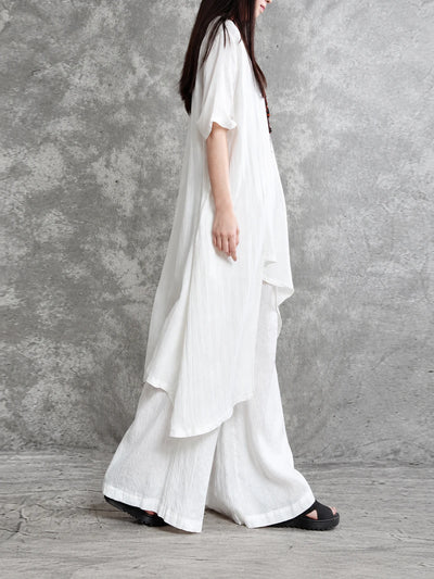 Women's Cotton Linen Two Piece Outfit Set - product view 3