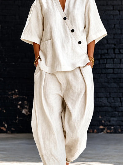 Women's Top and Wide-Leg Pants Two-Piece Set - product detail view 2
