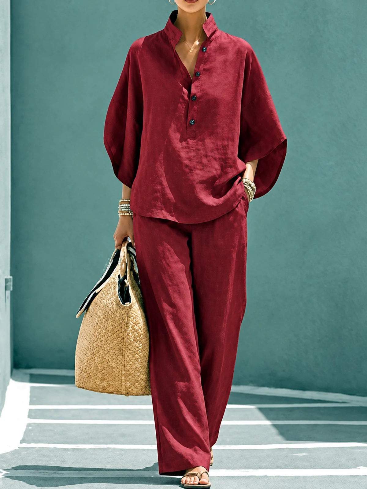 Women's Shirt & Pants Two-Piece Set in Black - product view