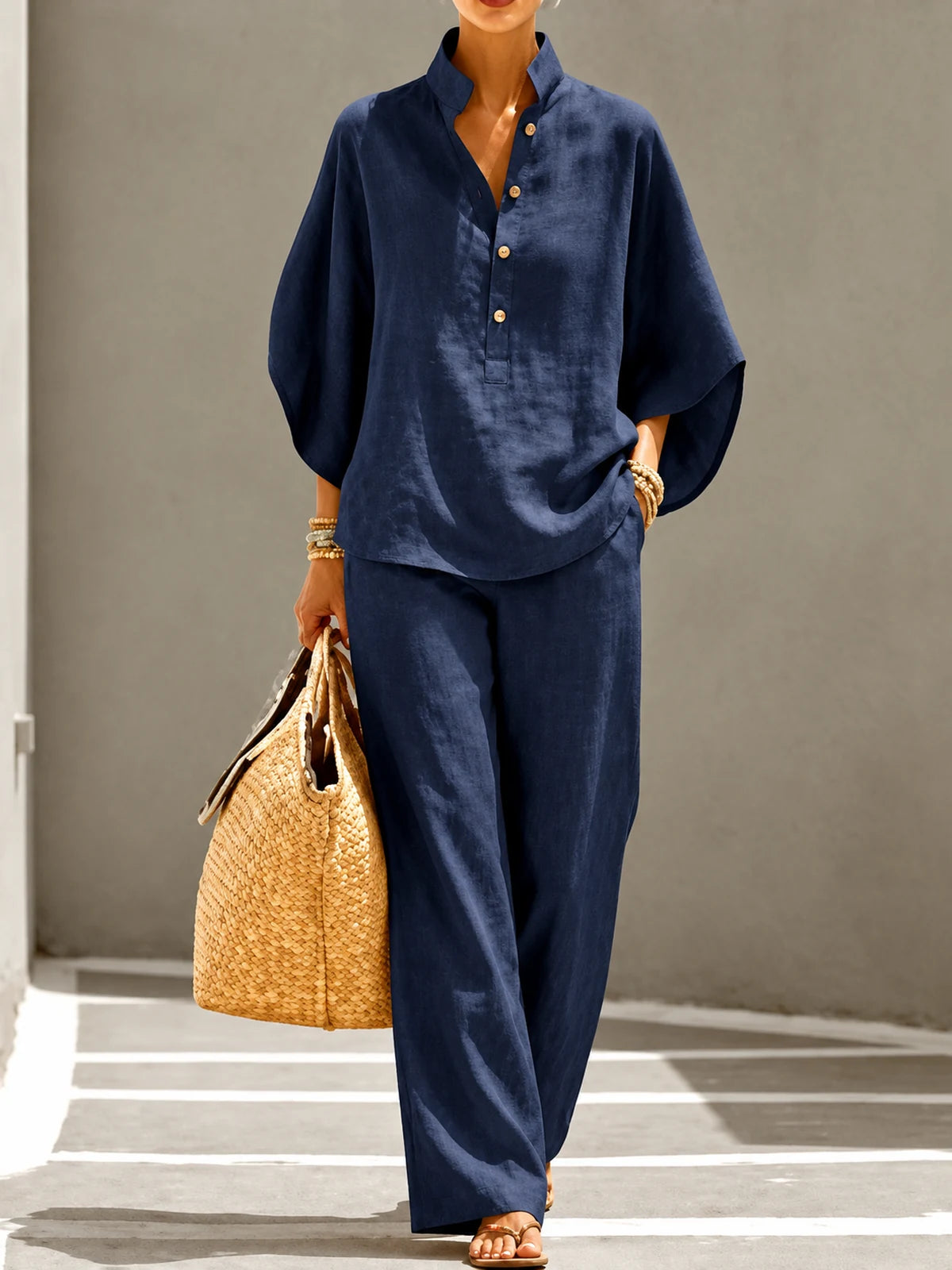 Women's Shirt & Pants Two-Piece Set in Green - product view