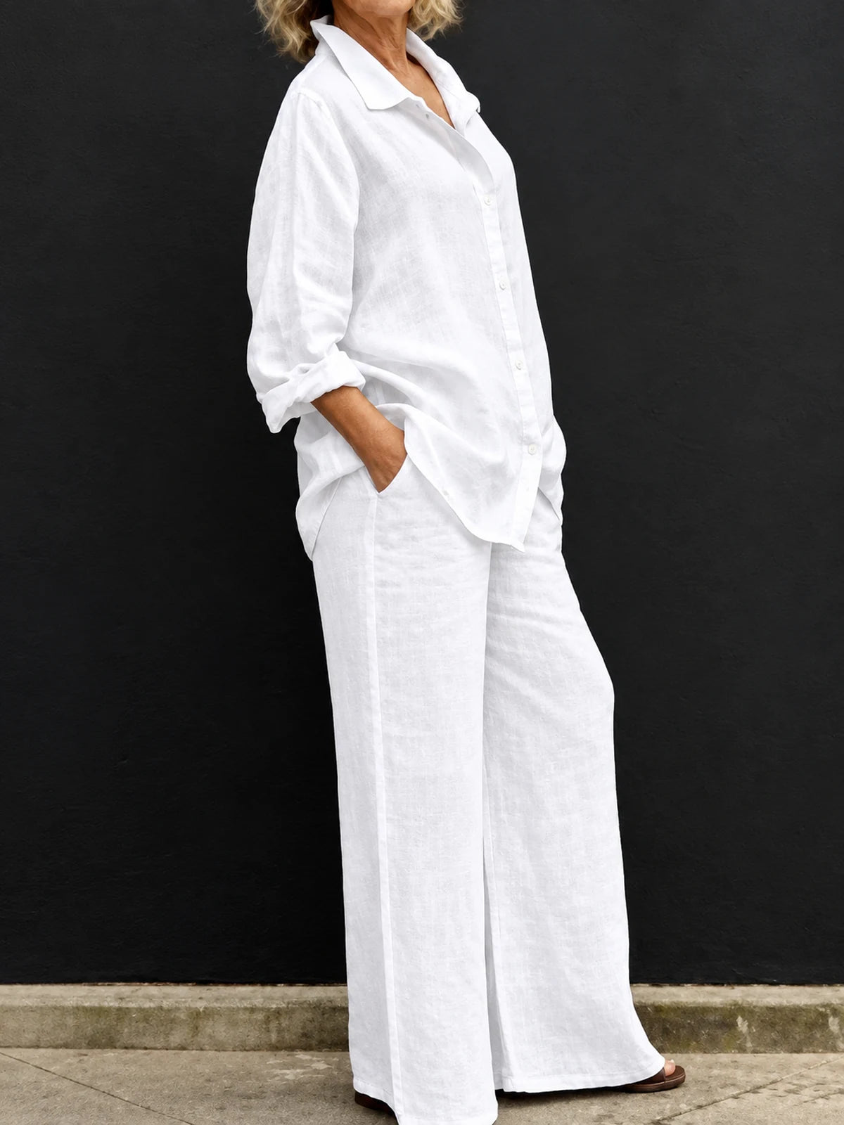 Women's Shirt & Pants Two-Piece Set in Black - product view