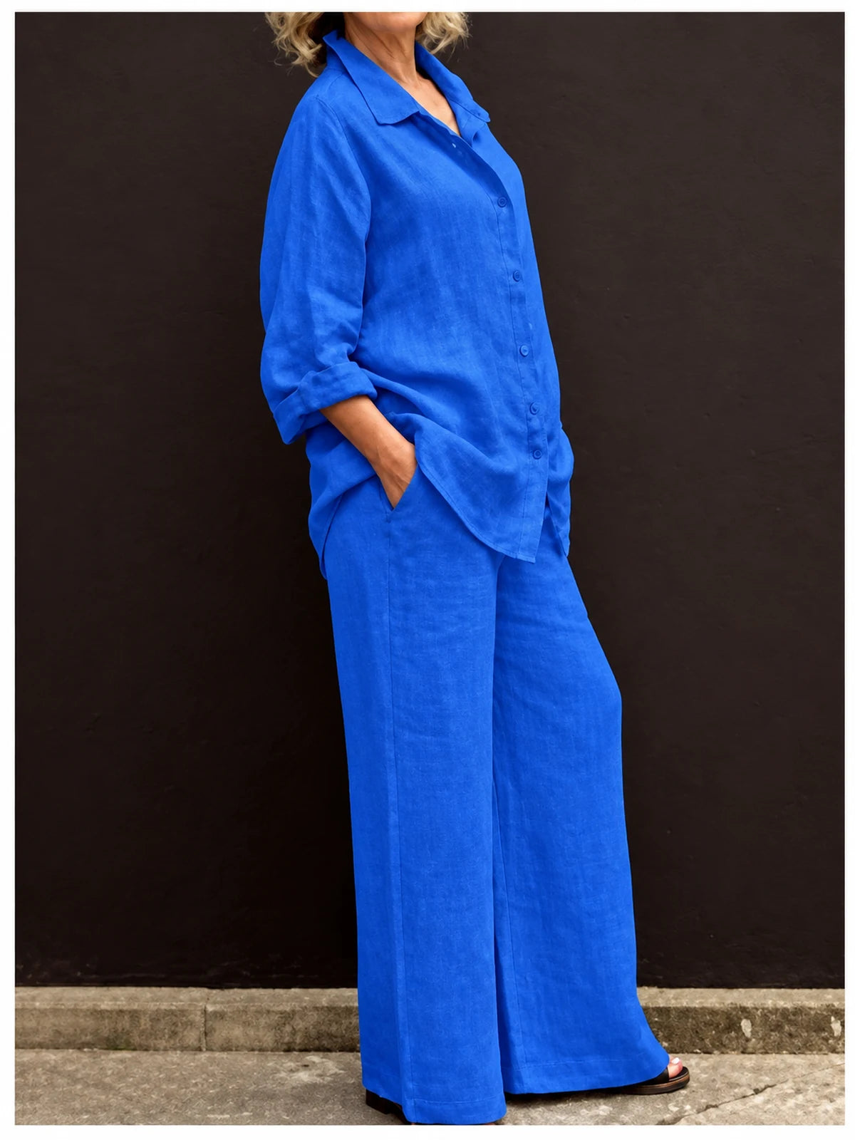 Women's Shirt & Pants Two-Piece Set in Burgundy - product view