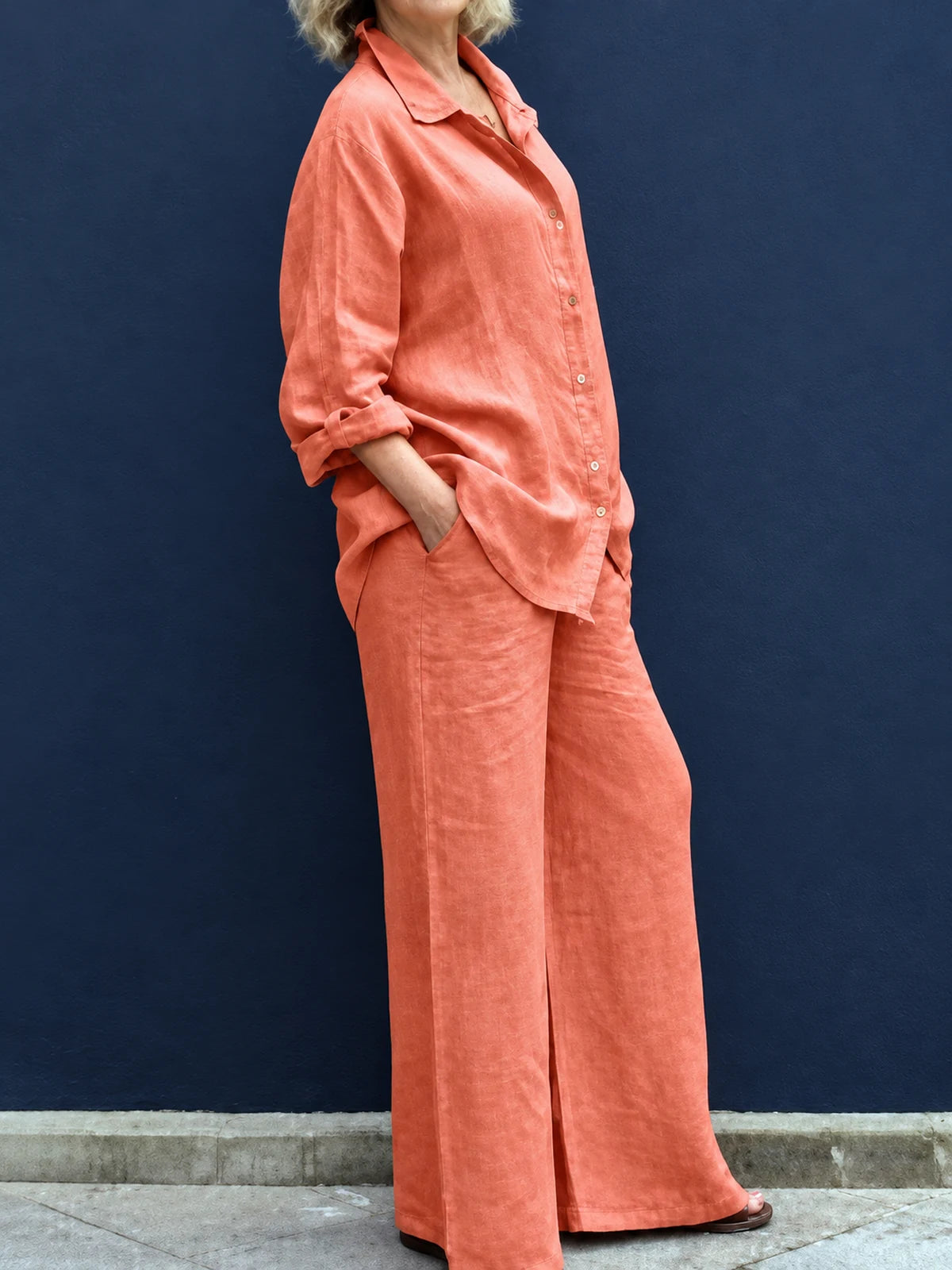 Women's Shirt & Pants Two-Piece Set in Purple - product view