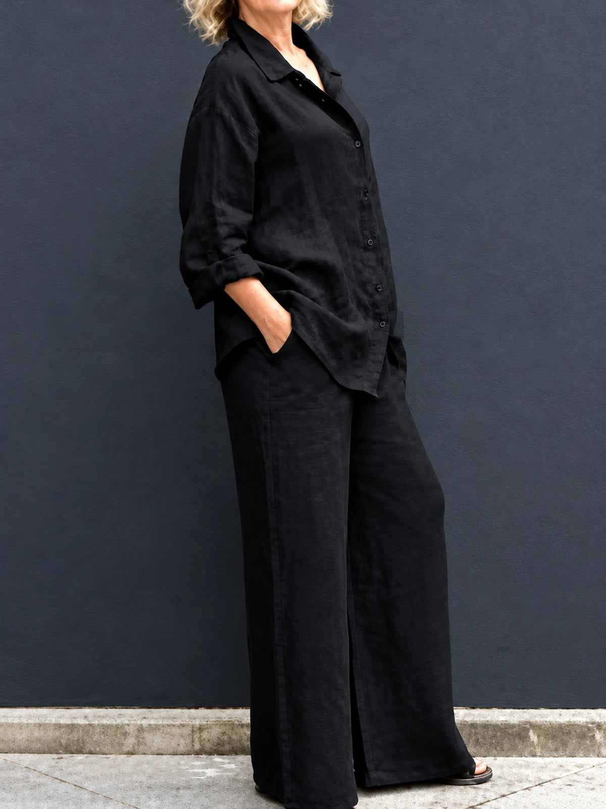 Women's Shirt & Pants Two-Piece Set in Red - product view