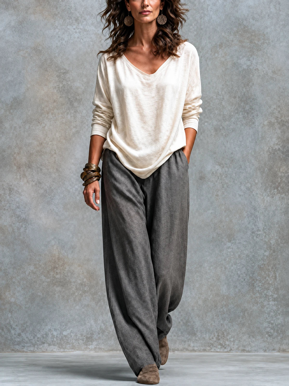 Women's Blazer and Wide-Leg Pants Two-Piece Set - product detail view 2