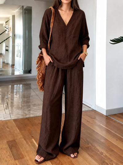 Women's Elastic Waist Wide Leg Pants Loose Casual Trousers - product detail view 1