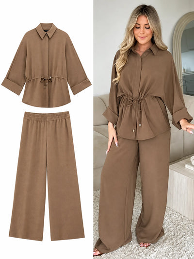 Women's Top and Wide-Leg Pants Two-Piece Set - product view 2