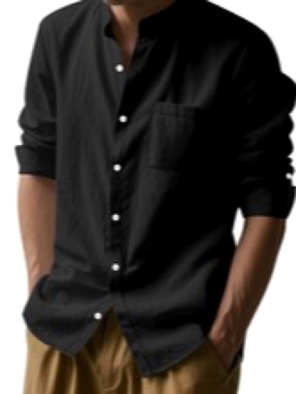 Men's Linen Blend Short Sleeve Shirt Lightweight Casual Summer Button Shirt - product detail view 7