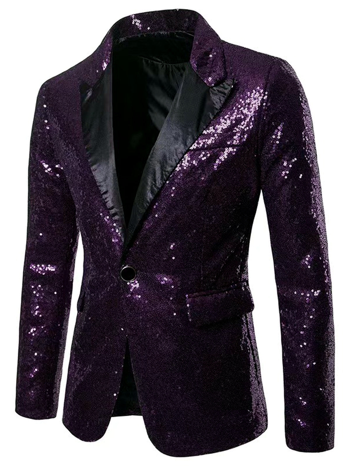 Men's Slim Fit Long Sleeve Blazer for Everyday Smart-Casual Wear in Purple - product view