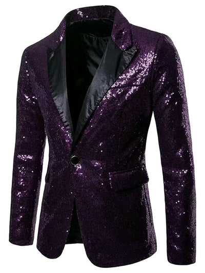 Men's Slim Fit Long Sleeve Blazer for Everyday Smart-Casual Wear in Purple - product view