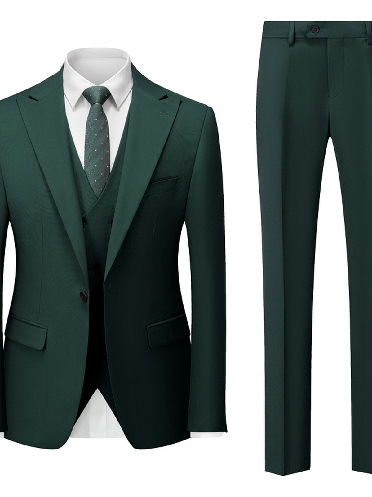 Men's Lightweight Business Blazer and Pants Set Casual Suit Outfit in Forest Green - product view