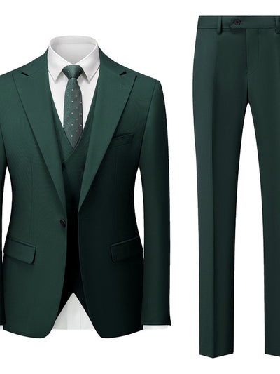 Men's Lightweight Business Blazer and Pants Set Casual Suit Outfit in Forest Green - product view