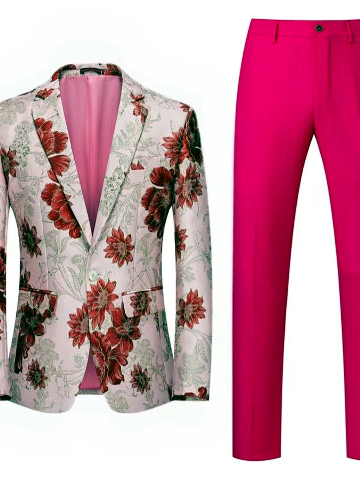 Men's Jacquard Blazer Suit Jacket One Button Party Banquet Formal Outfit - product detail view 2