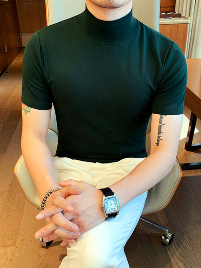 Men's Quick-Dry Henley Short Sleeve T-Shirt in Forest Green - product view